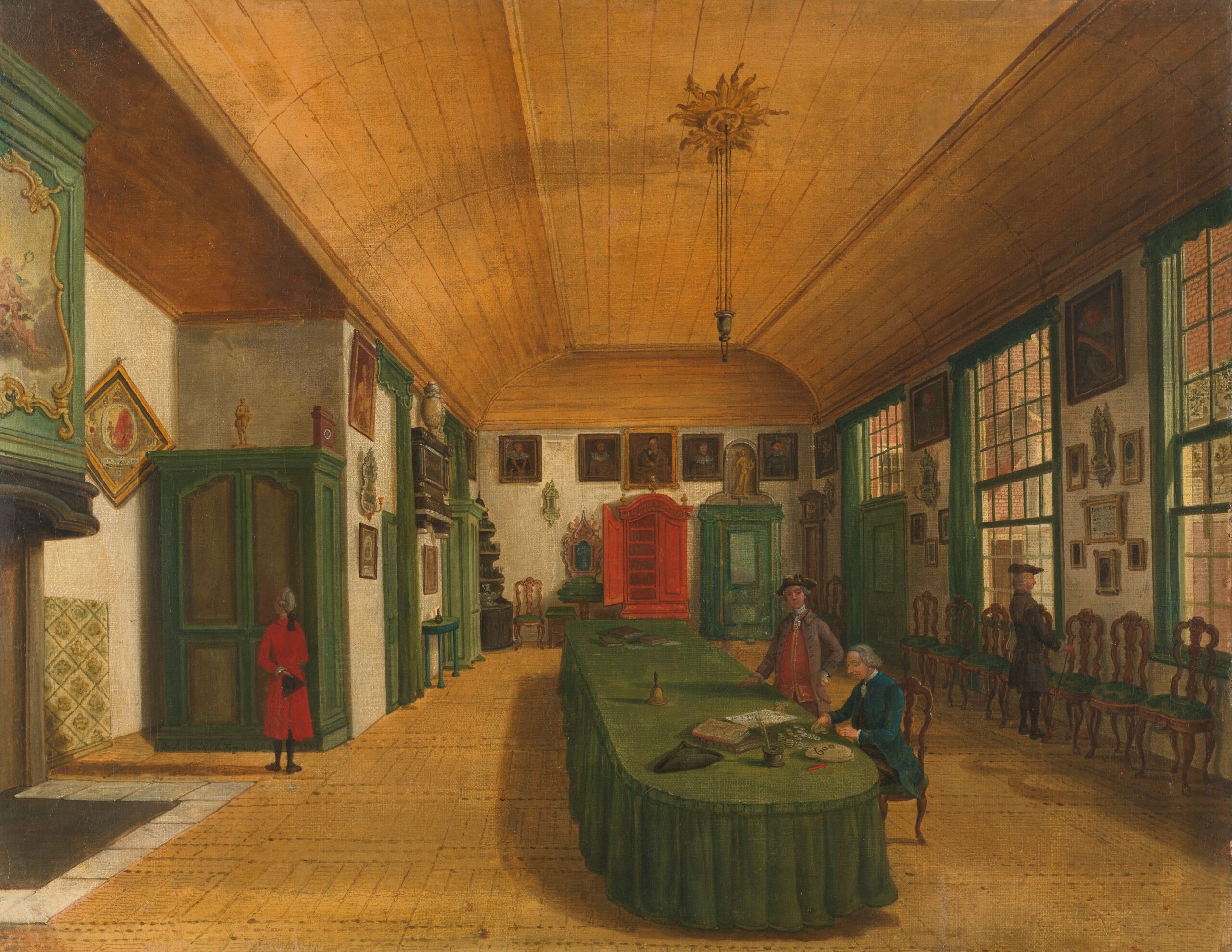 Interieur van de zaal van het genootschap 'Kunst wordt door Arbeid verkregen' te Leiden, Paulus Constantijn la Fargue, 1780